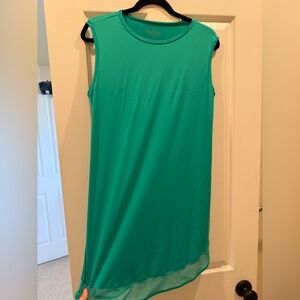 Athleta Green Sleeveless Dress with Mesh Hem